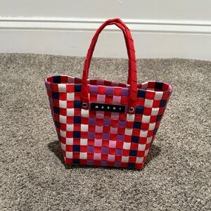 Marni Red and Blue Checkered Tote